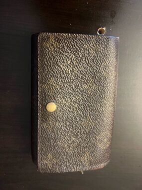 Louis Vuitton Brown Textured Leather Wallet with Gold Snap